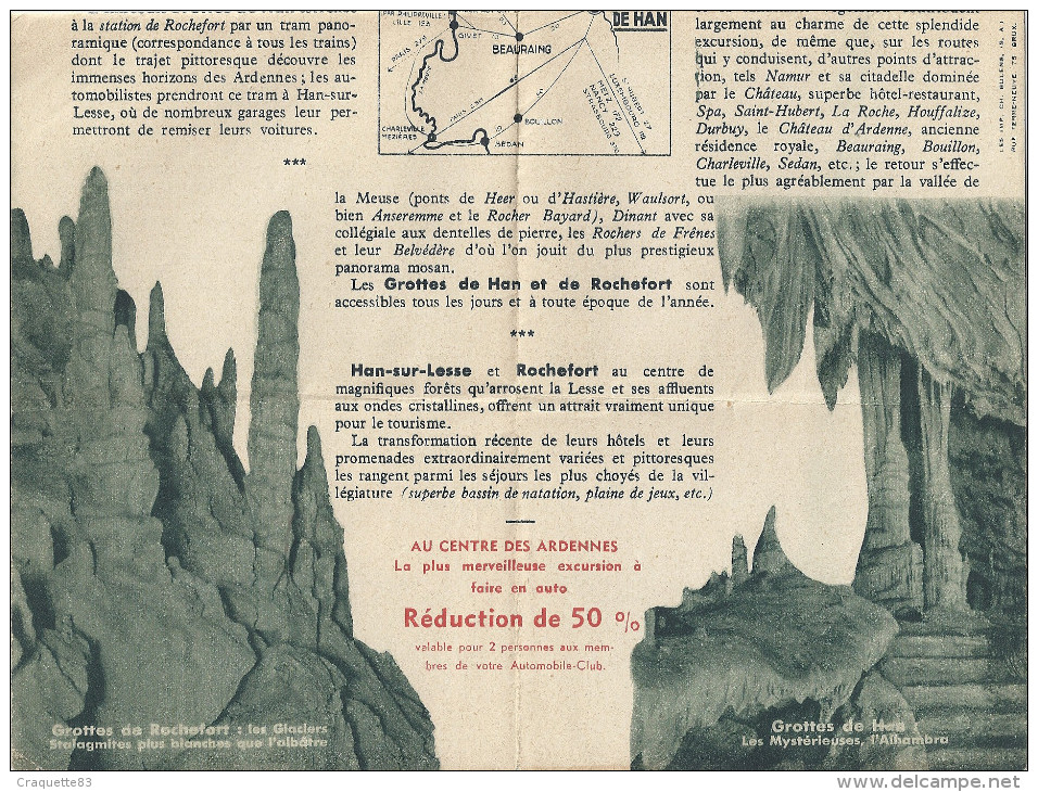 DEPLIANT TOURISTIQUE -LES GROTTES DE HAN ET DE ROCHEFORT BELGIQUE -VERS  LES ARDENNES - Non Classés