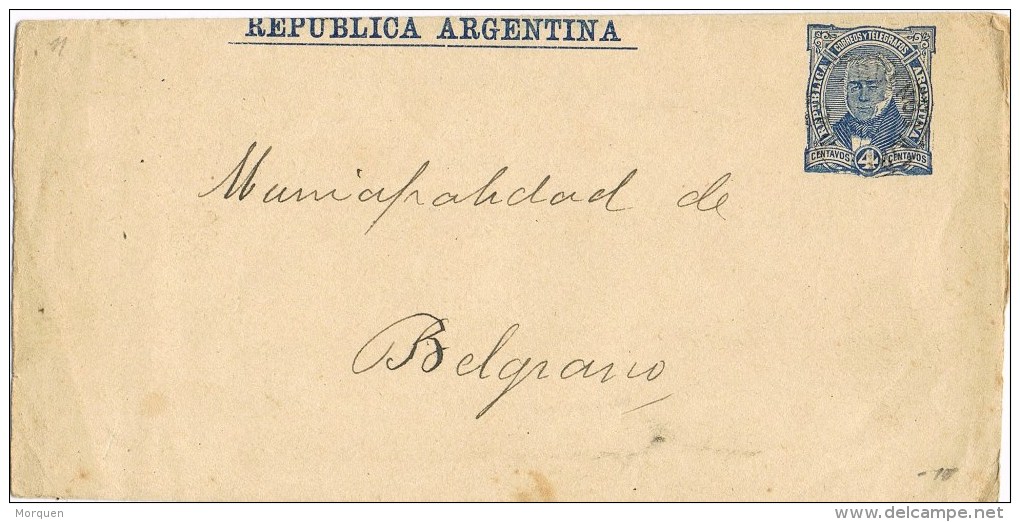 9355. Faja Publicacion BUENOS AIRES (Argentina)  4 Ctvos A Belgrano - Enteros Postales