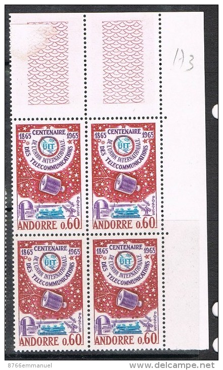 ANDORRE N°173 N**  En Bloc De 4 - Oblitérés