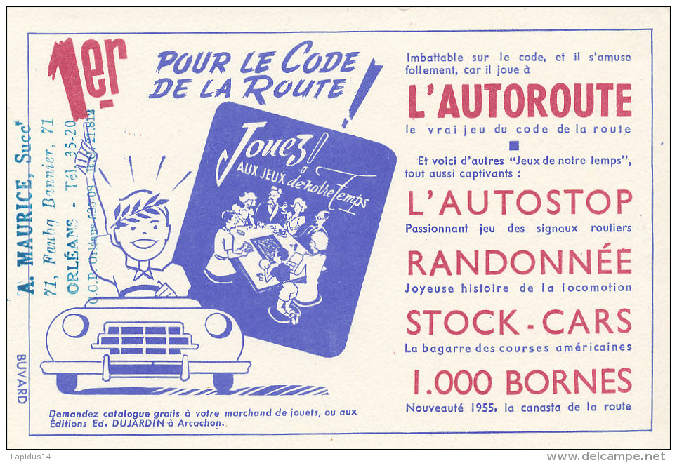 BU 1028 / BUVARD    1ER POUR LE CODE DE LA ROUTE  L'AUTOROUTE - Automóviles