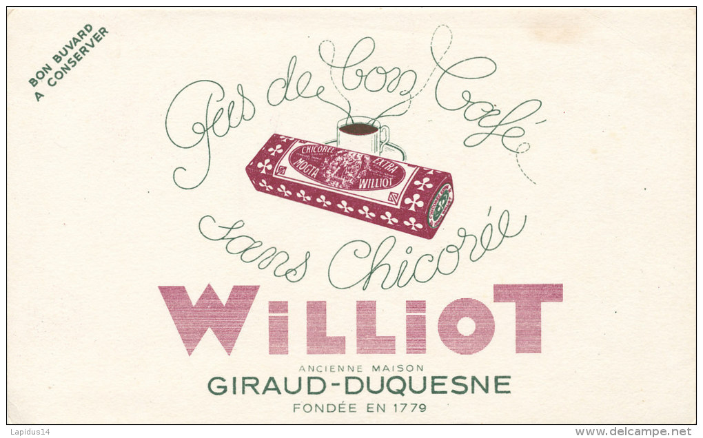 BU 1030 / BUVARD    CHICOREE WILLIOT - Café & Té