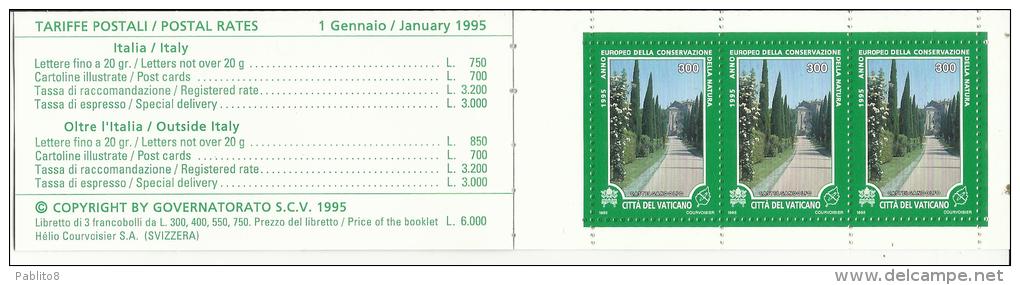 CITTÀ DEL VATICANO VATICAN VATIKAN 1995 CONSERVAZIONE DELLA NATURA NATURE CONSERVATION LIBRETTO BOOKLET CARNET MNH - Carnets