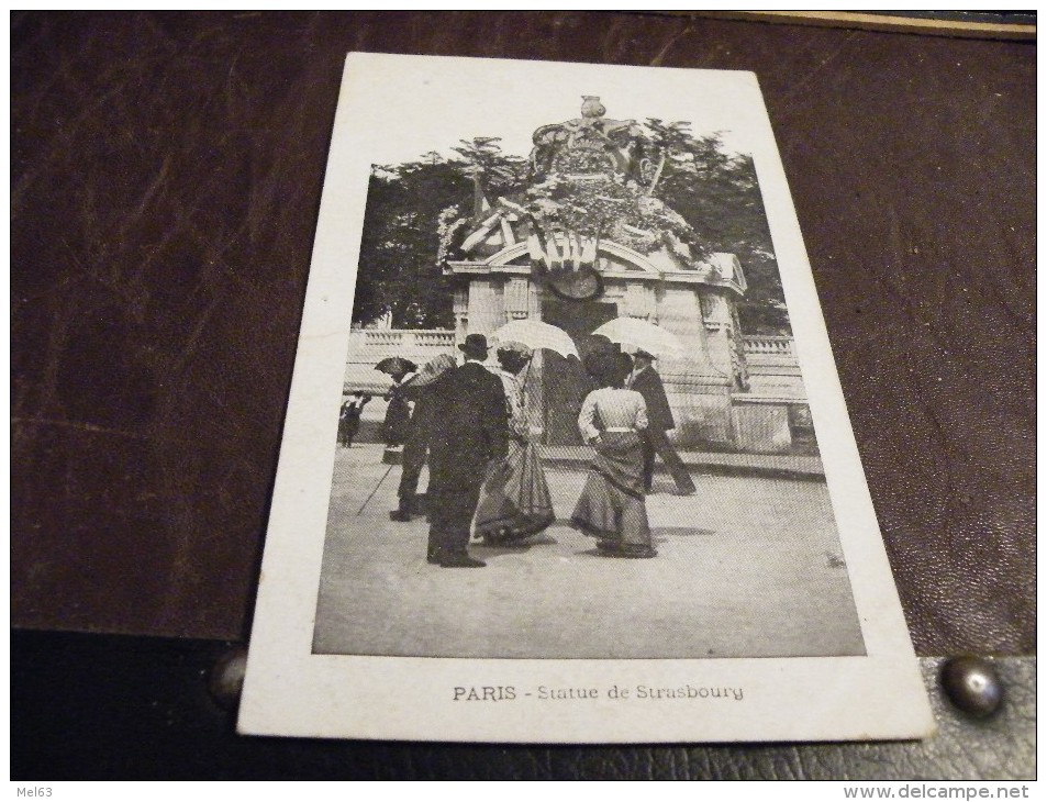 A157.CPA/CPSM...75..PARIS...Statue De Strasbourg....rare Beau Plan Animé..ecrite & Voyagée 1907 - Statues