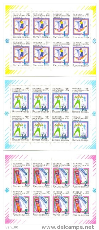 1992. Russia, Winter Olympic Games Albertville, 3 Sheetlet, Mint/** - Blocks & Sheetlets & Panes
