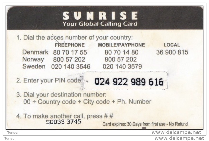 Norway,  Prepaid Card Z, Sunrise,  2  Scans.   Also Denmark And Sweden. - Norvegia