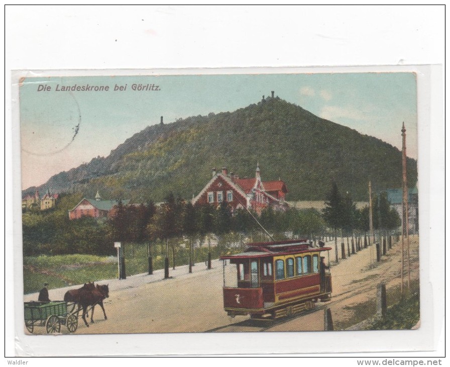 GÖRLITZ  -  LANDESKRONE MIT STRASSENBAHN    ~  1908 - Görlitz