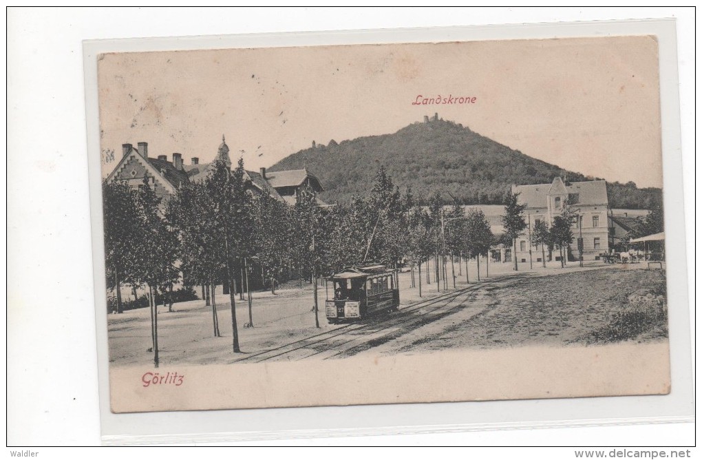 GÖRLITZ  -  LANDESKRONE MIT STRASSENBAHN    ~  1908 - Goerlitz