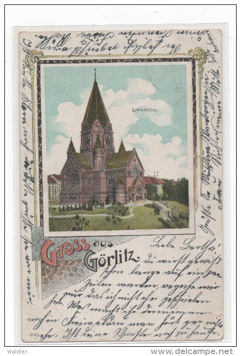 LITHO   GRUSS AUS GÖRLITZ  -  LUTHERKIRCHE    ~  1900 - Goerlitz