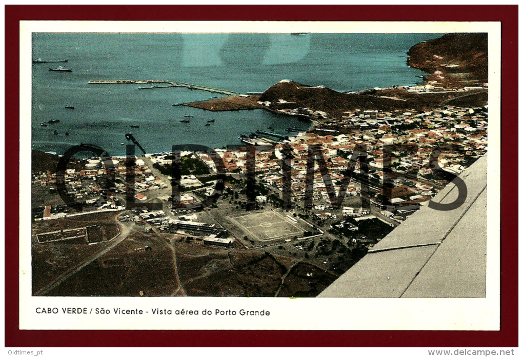 CABO VERDE - ILHA DE SAO VICENTE - VISTA AEREA DO PORTO GRANDE - 1960 REAL PHOTO PC - Cap Vert