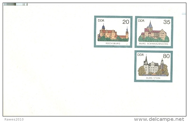 DDR 1985 Ganzsachenumschlag U2 Burgen Rochusburg Burg Schwarzenberg Burg Stein Ungebraucht - Enveloppes - Neuves