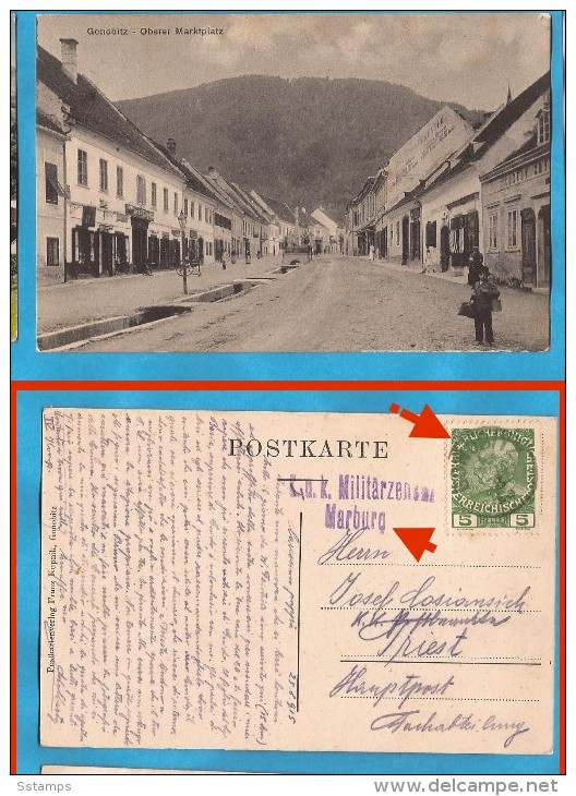 1915  ERSTE WELTKRIEG WW I AUSTRIA  SLOVENIJA SLOWENIEN  ZENSUR MARBURG MARIBOR   GONOBITZ  POSTALCARD - 1. Weltkrieg