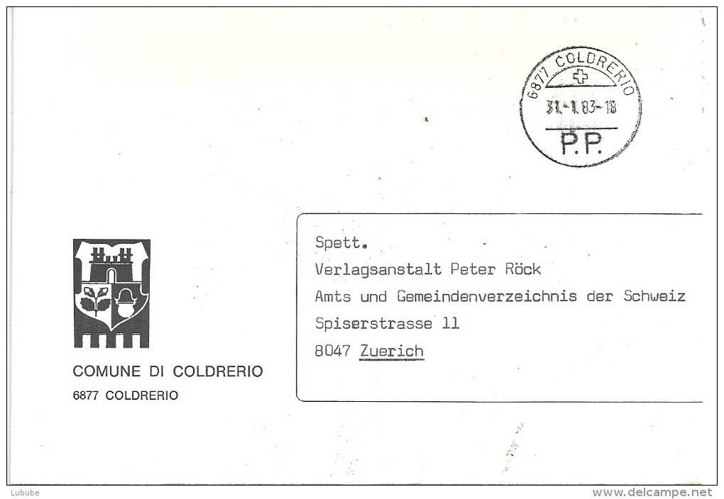 Motiv Brief  "Comune Di Coldrerio"               1983 - Brieven En Documenten