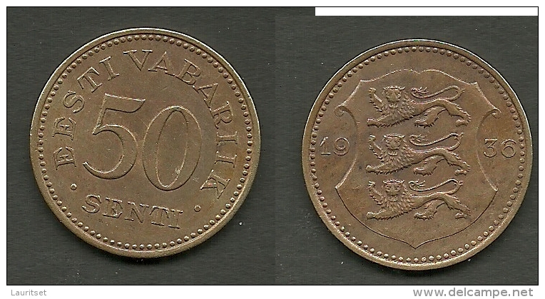 Estland Estonia Estonie 50 Senti Coin 1936 - Estland