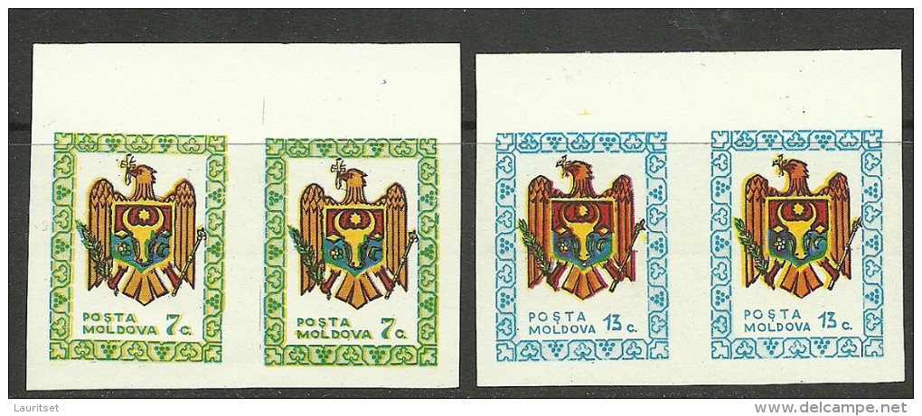 MOLDOVA Moldawien Moldavia 1991 Coat Of Arms Wappe Michel 1 & 2 In Pair MNH - Moldova