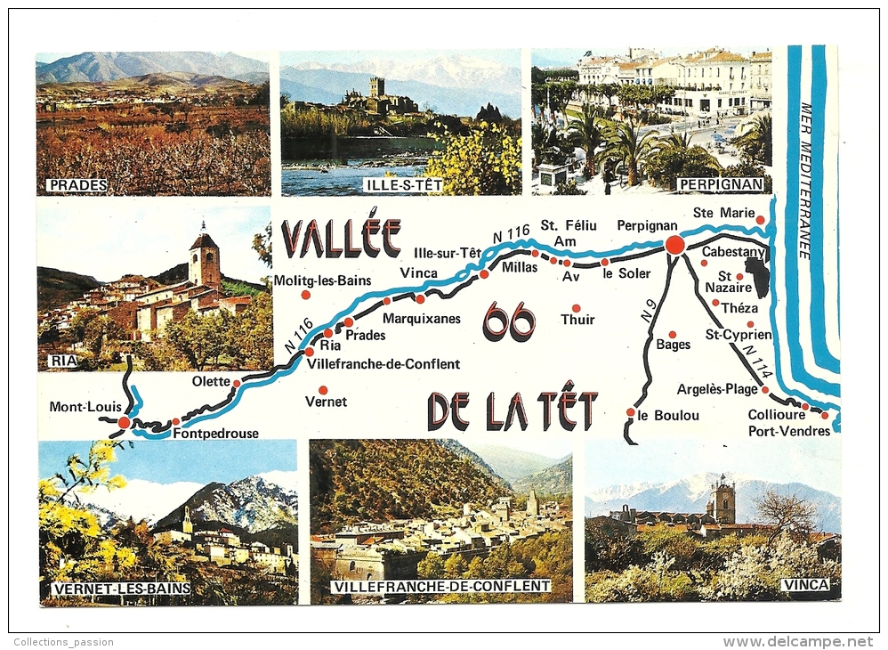 Cp, Carte Géographique - Vallée De La Têt (66) - Landkarten