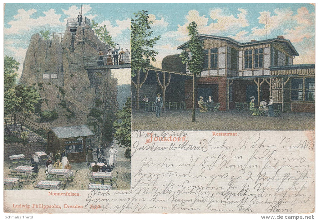 Litho AK Lausitzer Zittauer Gebirge Nonnenfelsen Restauration Gasthaus Baude Bei Jonsdorf Oybin Waltersdorf Zittau - Jonsdorf