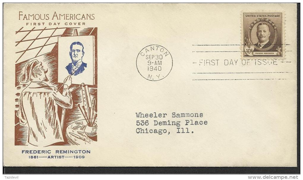 USA - 1940 Famous Americans, Frederic Remington First Day Cover - 1851-1940