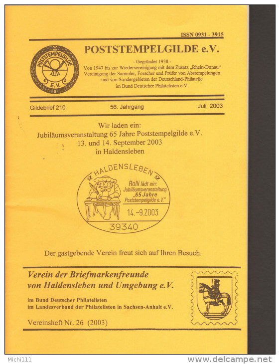 Poststempelgilde Gildebrief Band 210 , Inhaltsverzeichnis Siehe Bild 2 - Oblitérations