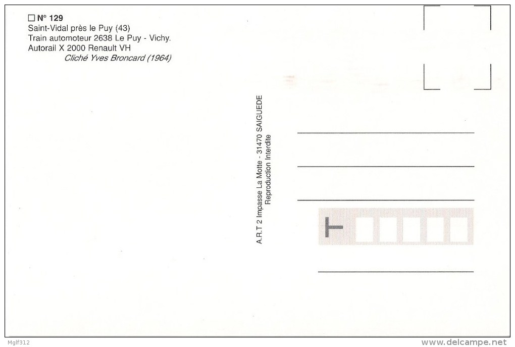 FRANCE : SAINT VIDAL (43) AUTORAIL  X 2400 RENAULT VH Train Le Puy-Vichy En 1964 Détails  2ème Scan - Eisenbahnen