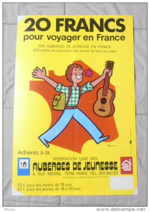 Affiche 60x40 G Nicolitch Federation Unie Des Auberges De Jeunesse Tres Rare Etat Correct Livrée Pliée Port Offert - Plakate & Poster