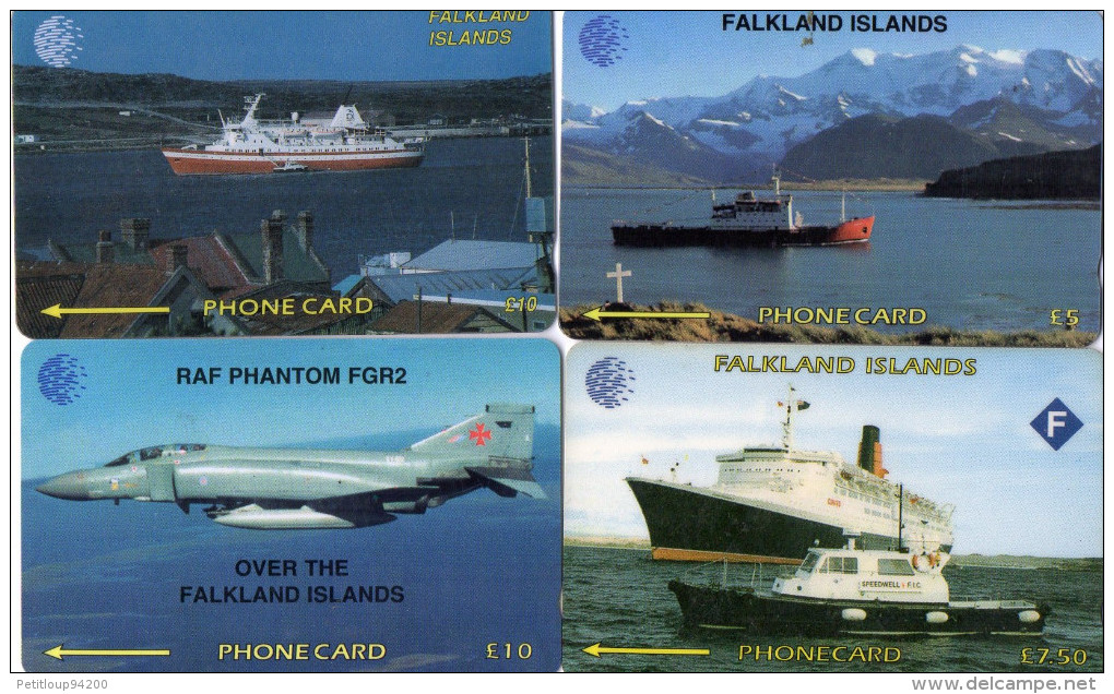 TELECARTES  FALKLAND   Bateaux/Avion  Boats/Plane £5/£7,50/£10/£10  (lot De 4)  *****5 - Falkland