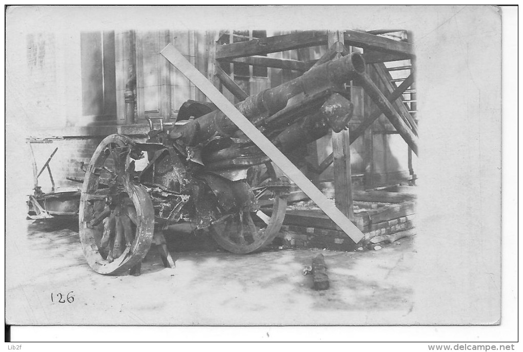 Pièce D´artillerie Allemande Canon De 105mm Tube éclaté 1carte Photo 1914-1918 14-18 Ww1 WwI Wk - War, Military