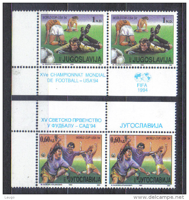 Jugoslavia Mi 2660-2661 Soccer Championship In Pair 1994 MNH - 1994 – Stati Uniti