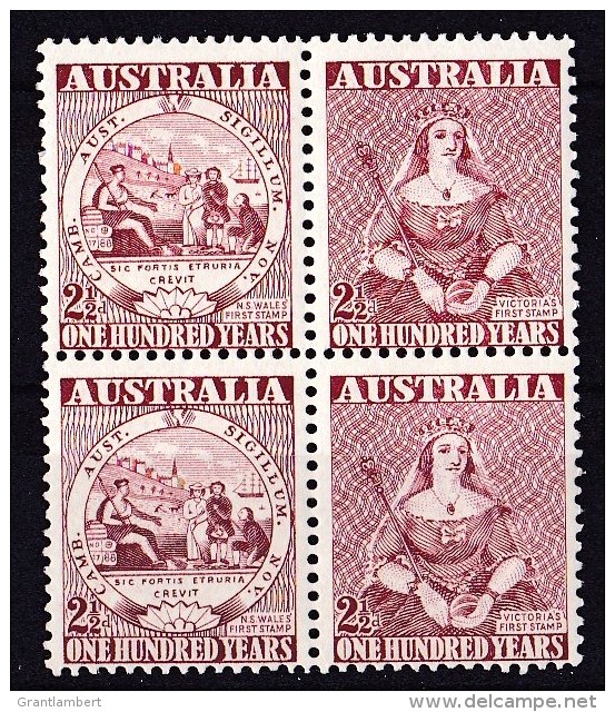 Australia 1950 One Hundred Years Stamps Block Of 4 MNH - Nuevos