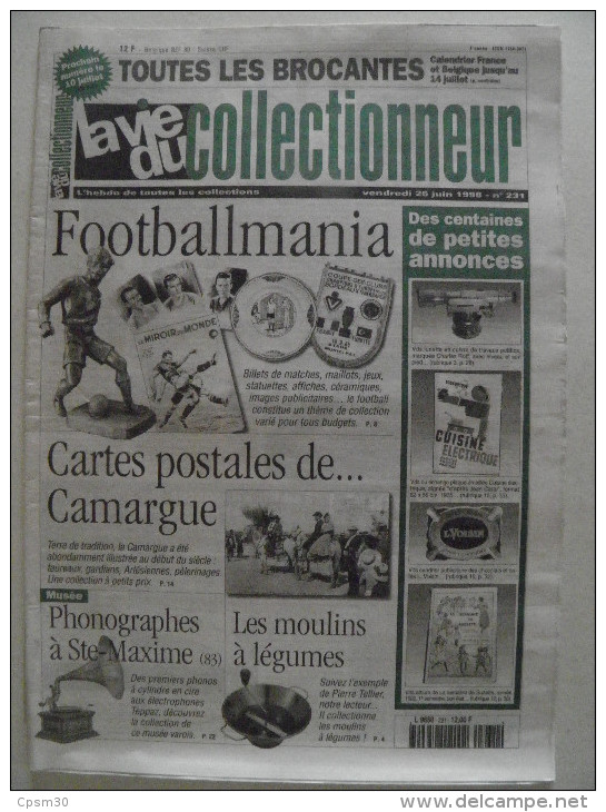 La Vie Du Col N°231 Juin1998 - Fotballmania; CP De Camargue; Phonographe; Moulin à Légumes; Céramique Lorraine - Brocantes & Collections