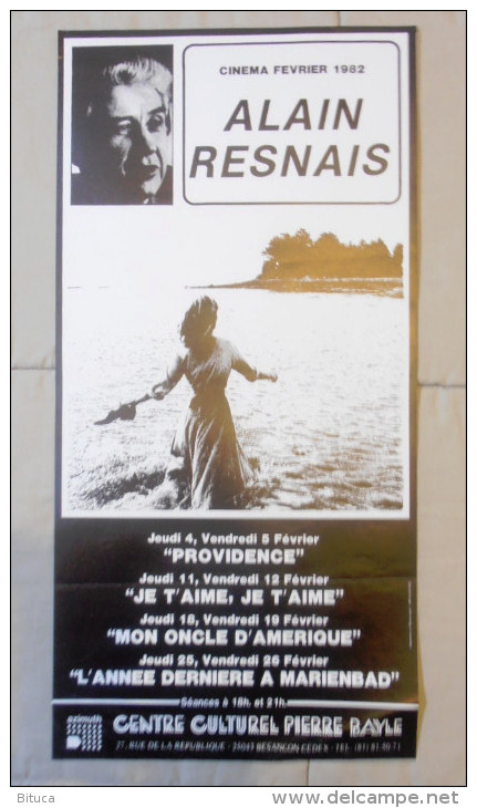 Affiche 53x26 Alain Resnais Festival Cinema Besançon 1982 Tres Rare Bon Etat Livrée Pliée - Affiches & Posters