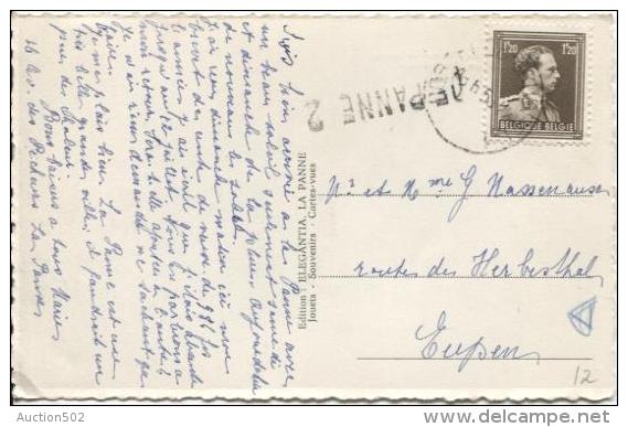 TP 845 S/CP C.Bruxelles En 1953 +Griffe De Panne 2 PR884 - Linear Postmarks