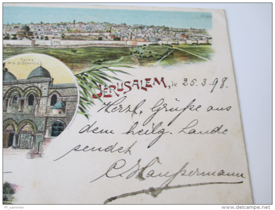 Ansichtskarte Österreich Levante  Jerusalem 1898 Mehrbildkarte. RAR!! Echt Gelaufen Nach Forchtenberg.Groupe Des Bedoins - Palestina