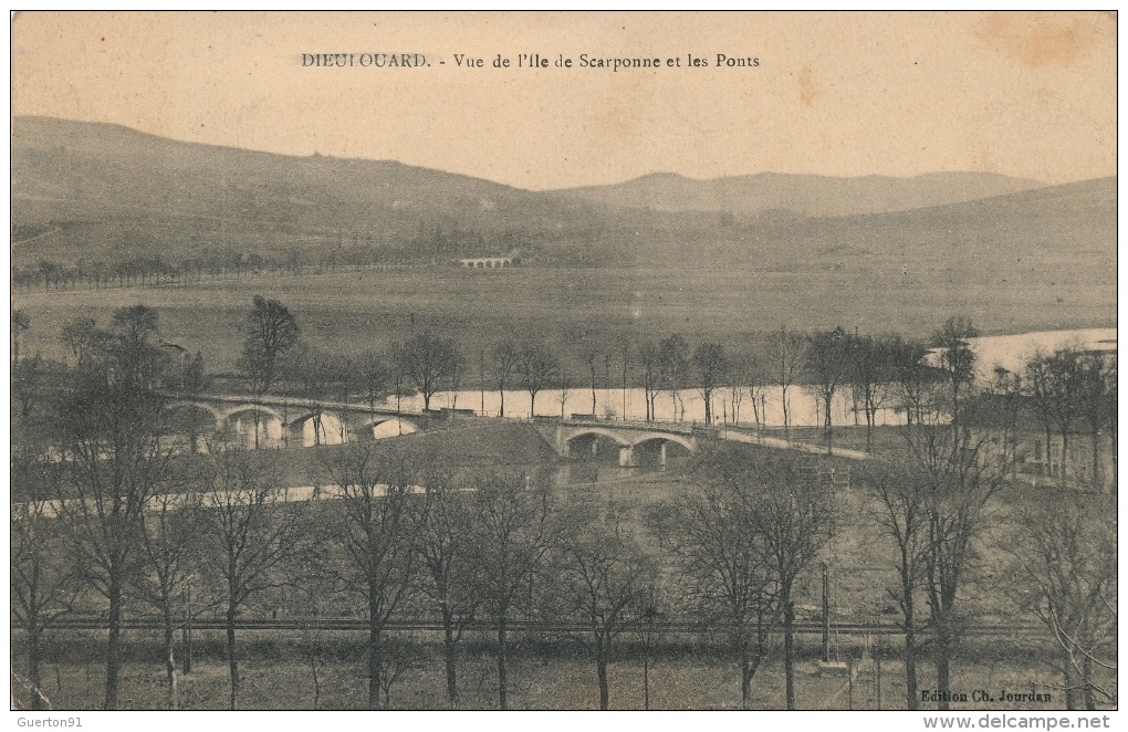 ( CPA 54 )  DIEULOUARD  /  Vue De L'Ile De Scarponne Et Les Ponts  - (défaut Coin Bas Gauche) - Dieulouard