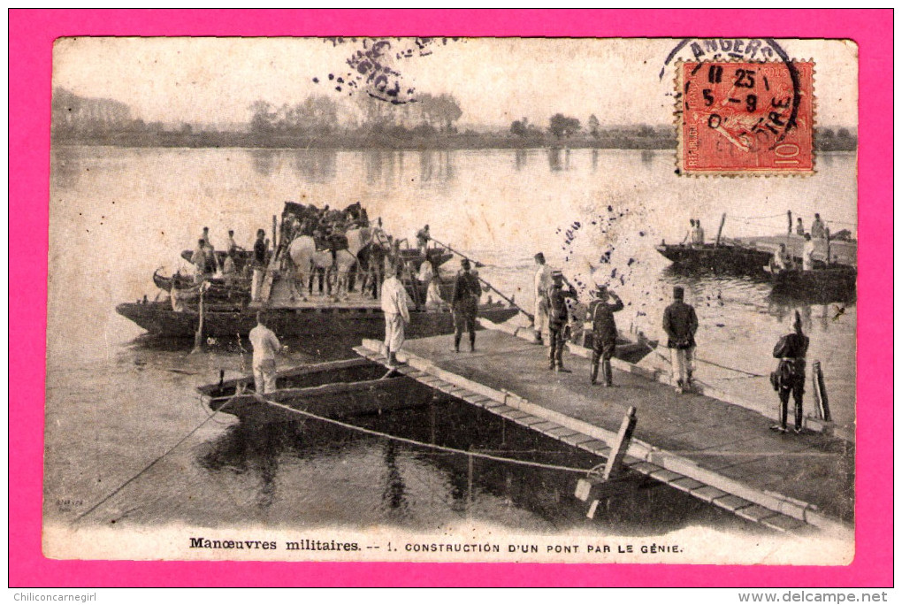 Manoeuvres Militaires - Construction D'un Pont Par Le Génie - 1905 - Manoeuvres
