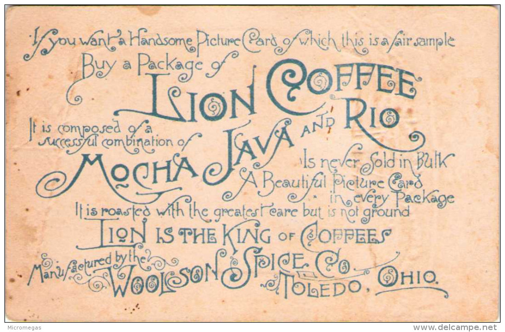Lion Coffee - Woolson Spice Co, Toledo, Ohio  - Carte Gaufrée - Toledo