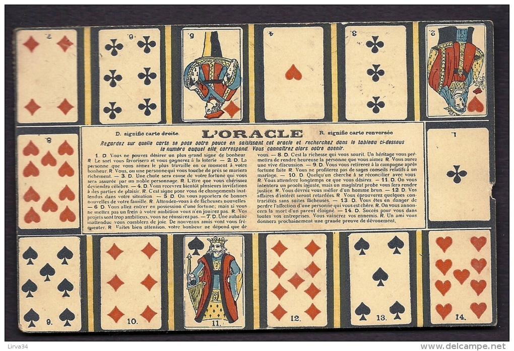 CPA  ANCIENNE FRANCE- L'ORACLE DES CARTES A JOUER- 14 CARTES TIRÉES AVEC INTERPRÉTATI0N- - Playing Cards