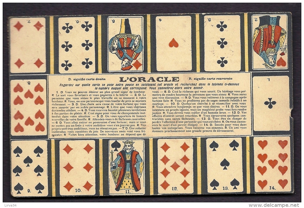 CPA  ANCIENNE FRANCE- L'ORACLE DES CARTES A JOUER- 14 CARTES TIRÉES AVEC INTERPRÉTATI0N- - Cartes à Jouer