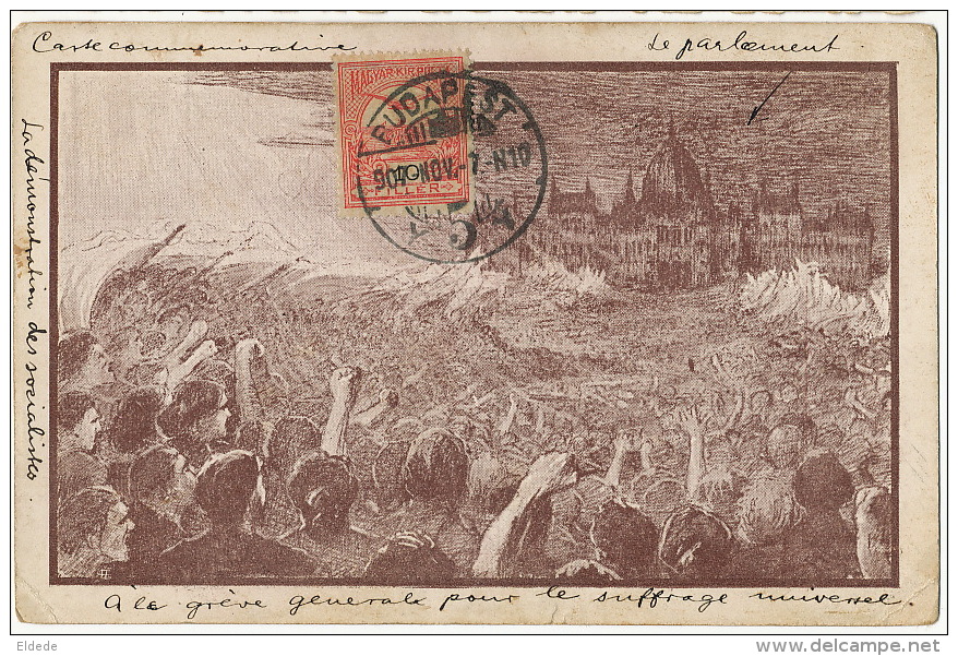 Budapest Carte Commemorative Greve Socialiste Suffrage Universel Suffragette Demonstration Strike - Ungheria