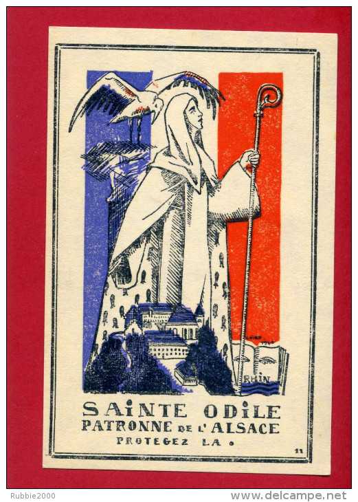 IMAGE PIEUSE PATRIOTIQUE 1940 SAINTE ODILE PATRONNE DE L ALSACE DESSIN DE GABRIEL LOIRE VERRIER A CHARTRES VITRAIL - Documents