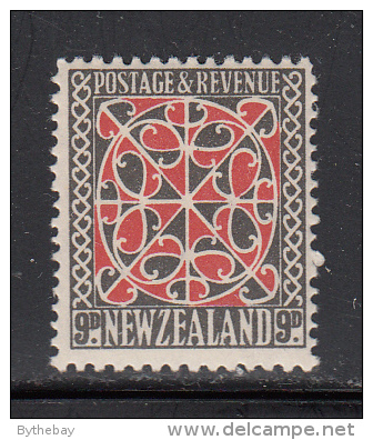 New Zealand MNH Scott #213a 9p Maori Door Panel, Black & Scarlet Watermark Sideways - Ungebraucht