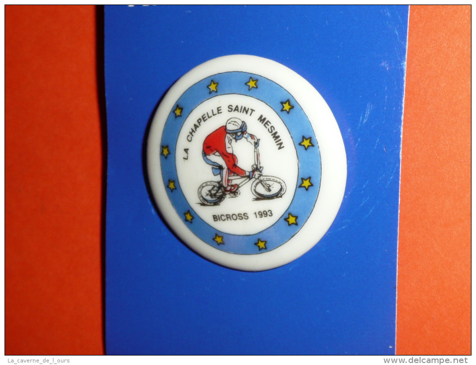 Rare Pin's En Porcelaine émaillée France, La Chapelle Saint-Mesmin, Bicross 1993 Cyclisme Vélo - Radsport