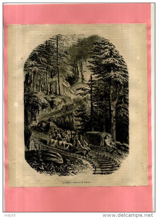 - LA SCHLITTE . GRAVURE SUR BOIS DU XIXe S . DECOUPEE ET COLLEE SUR PAPIER . - Autres & Non Classés