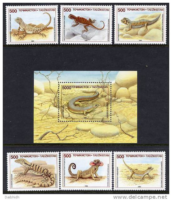 TAJIKISTAN 1995 Lizards Set And Block MNH / **. - Tajikistan