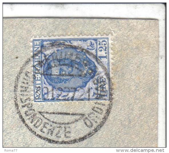 350/500 - REGNO 1928 : 1,25 Per La Germania. PERFIN Credito Italiano Sede Fiume - Storia Postale