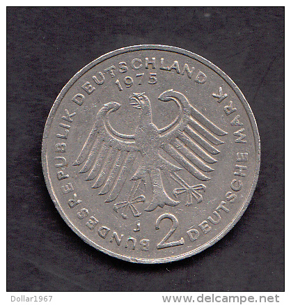 Deutsche Mark - 2 D-Mark - 1975  J . Zustand GUT - 2 Scan - - 2 Marchi