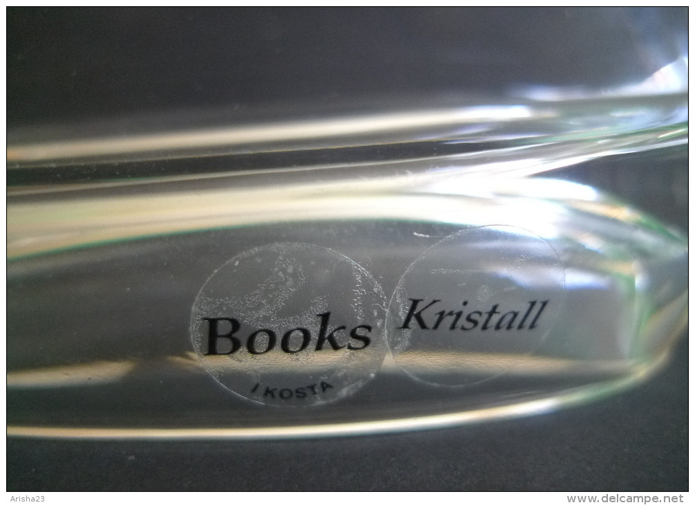 Vintage Sweden Glass Books I KOSTA Kristall WG-99 Crystal SHIP Sailboat Sailer Figurine - Glass & Crystal