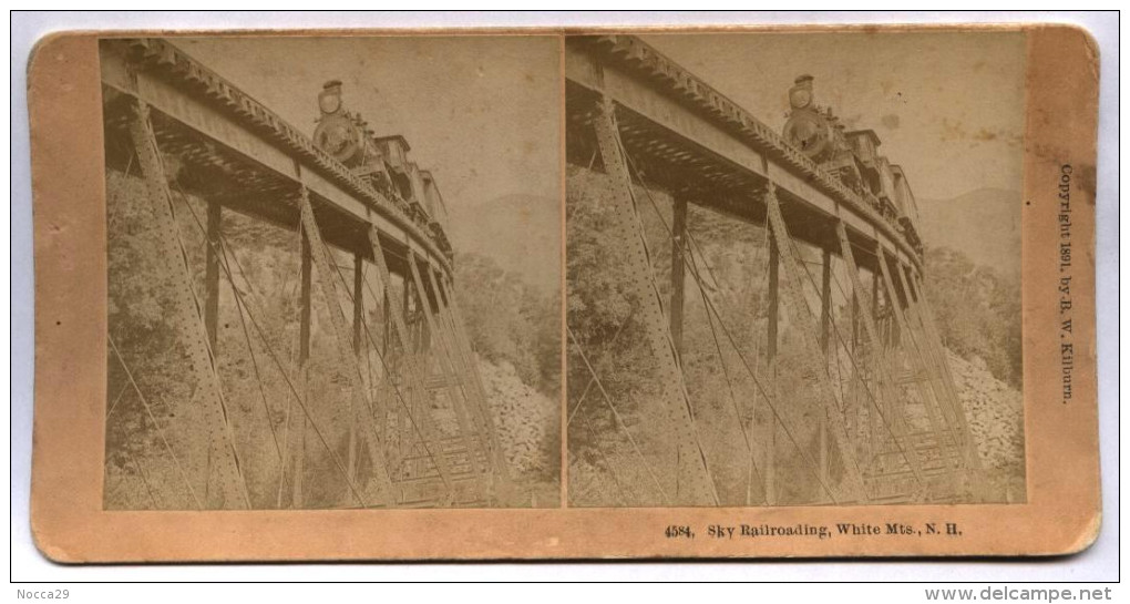 NEW HAMPSHIRE - '800 - FOTO STEREOSCOPICA - TRENO - SKY RAIROADING - WHITE MOUNTAINS - Stereoscopi