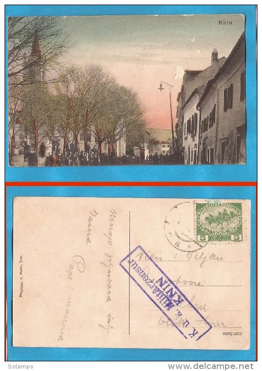 1915  ERSTE WELTKRIEG WW I AUSTRIA  CROATIEN HRVATSKA  KRAJINA KNIN  ZENSUR  POSTAKARD  PER  HVAR - WW1 (I Guerra Mundial)