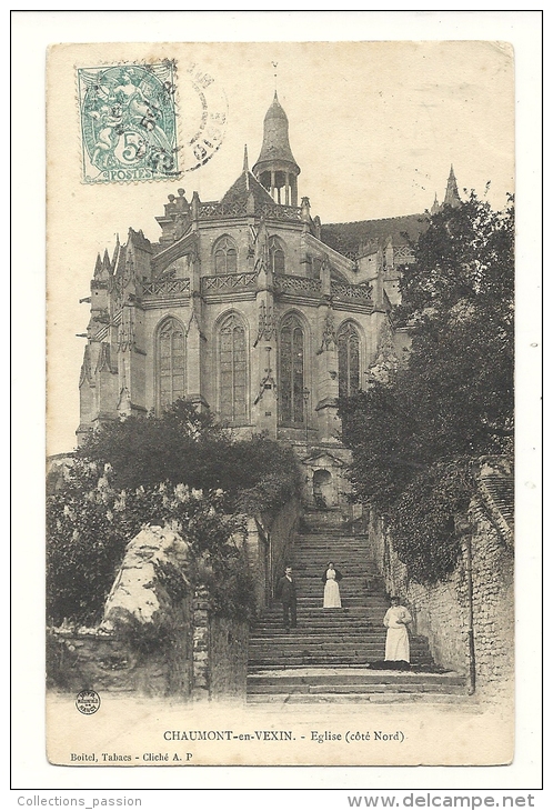Cp, 60, Chaumont-en-Vexin, Eglise, Voyagée - Chaumont En Vexin