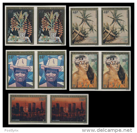 CV:€670.00 TFRENCH POLYNESIA 1974 Local Oil Paintings IMPERF.PAIRS:5        [épreuve Prueba Druckprobe Prova] - Geschnittene, Druckproben Und Abarten